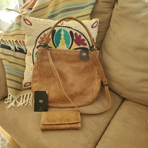 NWT Frye Melissa Hobo and Wallet Beige